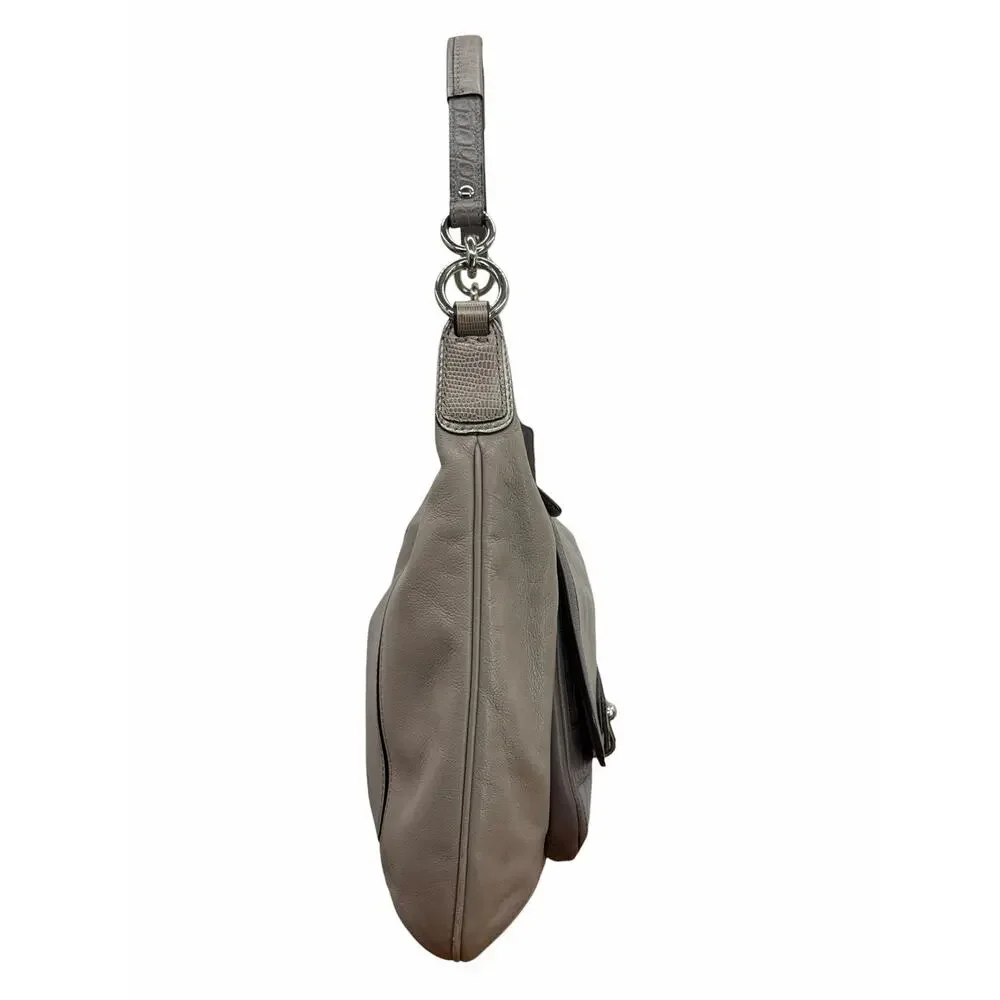 Coach Kristin Spectator Snake Purse Shoulder Bag Women's Gray Croc Leather Luxe